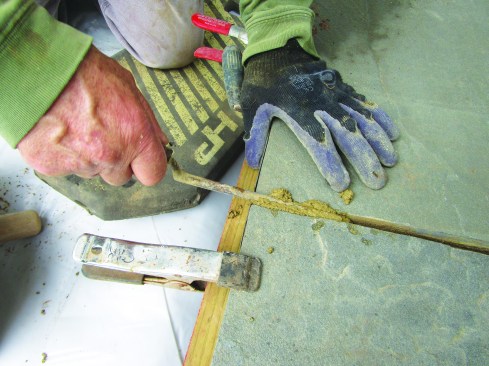 The author used a tuck pointer to pack the joints.
