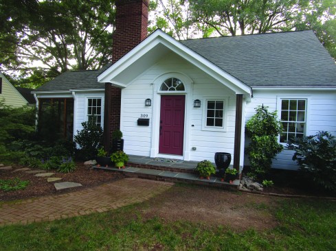 The completed portico was painted to match the house.
