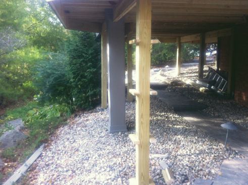 Wide cladding, such as 1x12 rim fascia, makes 6x6 posts look even more substantial, but blocking must be added to properly support the trim.