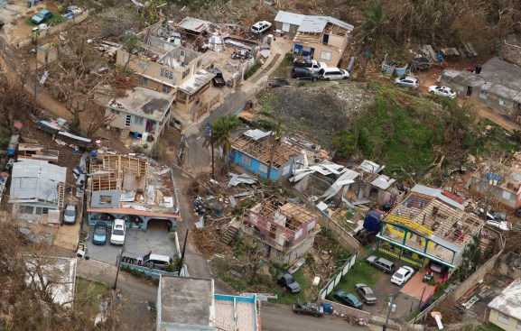 Aerial view shows homes that were left roofless in Puerto Rico, due to the strong winds brought by Hurricane Maria. Yuisa Rios/FEMA