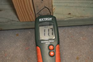 My Extech M0220 Pin Based Moisture Meter reading this stud at 11.7% MC. Perfect.