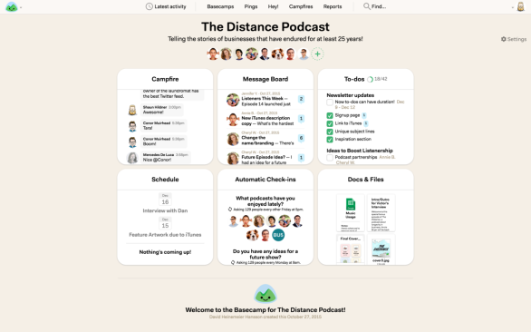 A preview of some of Basecamp's tools