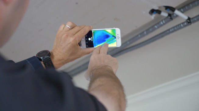 The blue on the IR image on Matt's phone clearly shows the cooler temperature of the radiant cooling panel.