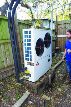 Outside the building, a 3-ton SpacePak Solstice air-to-water heat pump dumps excess heat from the building to the outdoor air—just one of many possible solutions that are possible with radiant cooling.