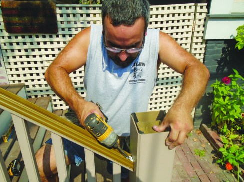 Then the beams are screwed into the posts.