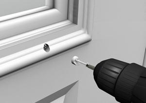 1. Locate and remove all screw plugs and attachment screws from the door. Old paint, putty or caulk may need to be removed from the screw plugs first.