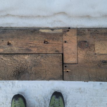 The original rim beam was fairly massive, albeit cobbled together. If it had been smaller, it would have slid off the foundation long ago.