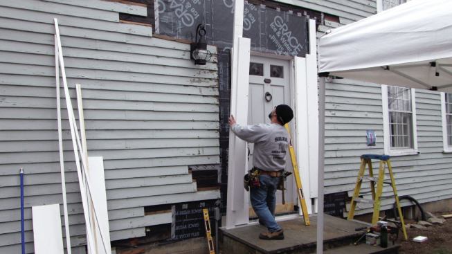 The second and third side pieces were installed next ...