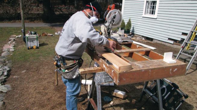 The frieze had a simple curved face and slight curves at the ends, which I created with a jigsaw and a disc sander.