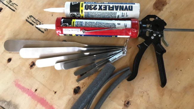 The array of tools and materials my crew uses to air-seal windows: It's not a huge investment, but surprisingly few builders have much more than a low-cost caulk gun in their truck.