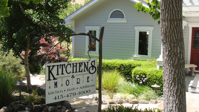 Kitchens & More in San
Rafael, CA: Winner of the Readers' Choice Poll. The sign's unique metal frame was created by a local artist who worked with Kitchens & More on a remodeling project. 