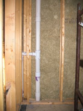 ... always keeping the pipes to the warm side—the inner wythe of my double-stud wall framing served as a utility wall.