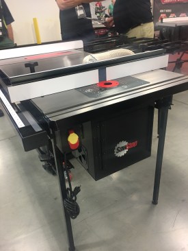 SawStop has a new router table extension coming out in early 2018 that will work with its cast-iron-topped table saws. The router table has an integral router lift and dedicated cabinet to help manage dust. The fence is fussy to get started in the slots on the table top, but all-in-all this appears to be a solid and well-machined addition to the SawStop line. Given the new partnership with Festool, and SawStop's president saying on NPR recently that there are "new tools" coming - we have to assume that a RouterStop is on the horizon. Purely speculation on our part as SawStop noted that there are "no new tools to announce at this time." 