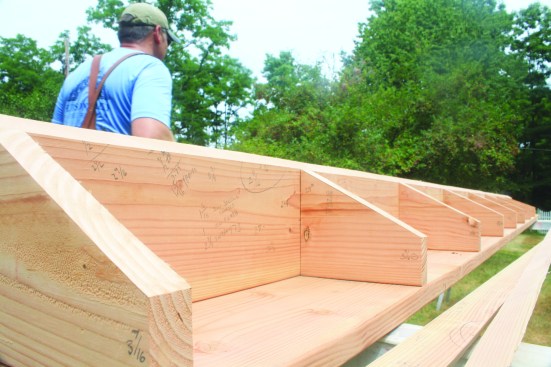 He calculated a 1/4‑inch decrease per rafter.