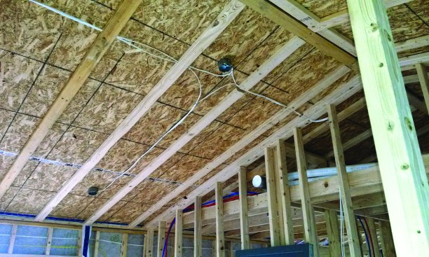 Ceiling lighting fixtures and air supply registers could be kept within conditioned space.