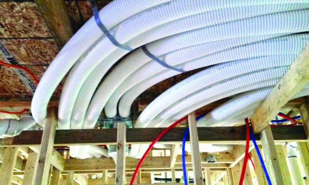 The dropped ceiling accommodated ERV ducts.