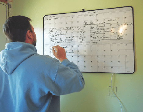 An alternative “look-ahead” calendar: Project managers may use a variety of methods to construct their forward-looking calendars, sometimes looking ahead as far as six weeks to stay on top of time-sensitive job requirements.