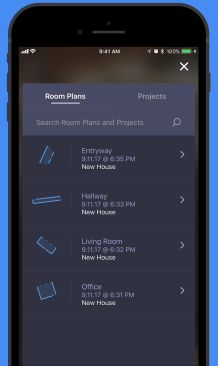 PLNAR allows users to save their floorplans and projects from different rooms in the home.