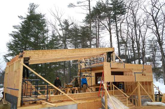 The crew frames a long span.