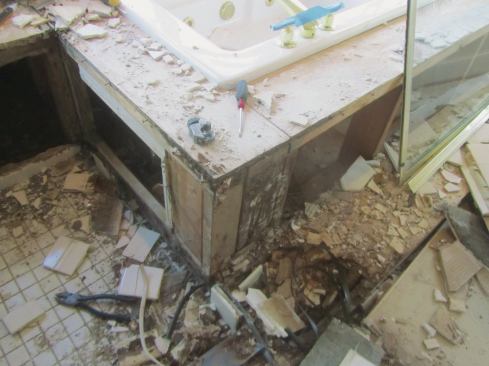 When the shower was opened up, extensive rot was visible.
