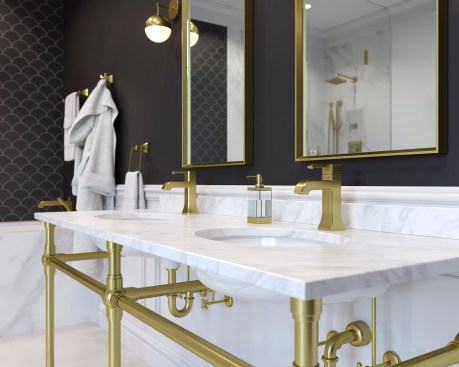 Pfister's new brushed gold finish in its Park Avenue collection
