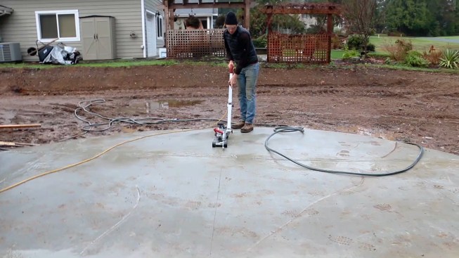 The Skilsaw has a tracking wheel to cut along a snapped line.