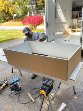 I nail together the sides of the shaft with 18-gauge brads, then reinforce the joints with 1 1/4-inch trim screws.