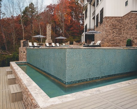 The infinity edge pool was designed to capture the feel of a seaside resort.