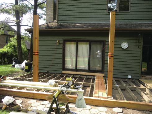 Simple plastic post levels make it easier to plumb the posts and keep them plumb.