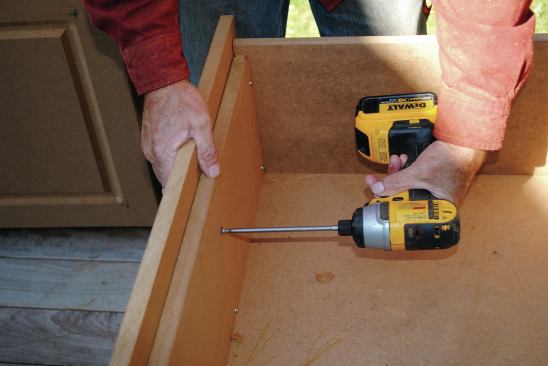 ... until I could use pocket screws to attach them permanently from the back side.