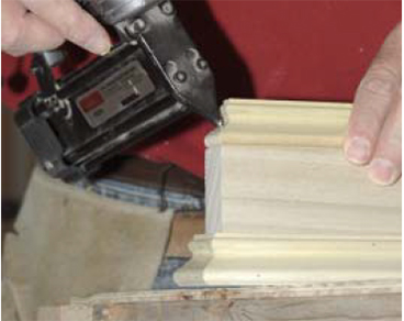 The author glues  and pins the small  pieces together with  a 23-gauge headless  pinner.