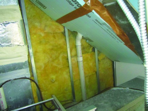 Inside the house, someone had tried to address the problem using XPS foam and packaging tape.