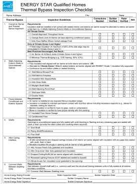The Energy Star Thermal Bypass Inspection Checklist must be completed by a certified home energy rater. However, in order for a home to qualify for the Energy Star label, up to six items may be verified by the builder to minimize required field trips by the rater.