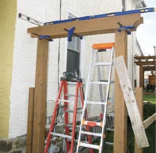 Figure 5. Temporary bracing holds the posts in place until the framing is complete.
