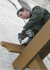 Figure 6. Rafters were toe-screwed to the girder with deck screws.