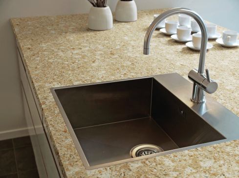 Recycled countertop. Though granite remains the leader, engineered countertops are catching up. Green products like Cosentino’s Eco, with 75% recycled content, are especially popular.