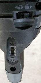 A scale below the thumb-wheel provides a quick visual reference for the depth-of-drive setting.