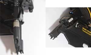 A quick-release lever allows the Bosch tool's magazine to be removed without tools when clearing jammed nails.