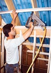 The author’s newest method is to spike 2x3s on edge crosswise to the rafters ...