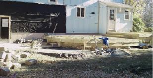 Figure 4. Homes with back doors at several elevations lend themselves to hybrid deck and patio designs.