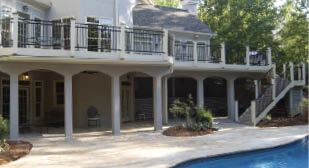 Figure 5. Building a patio below an upper deck that incorporates a drainage system gives the customer outdoor entertainment options in inclement weather.