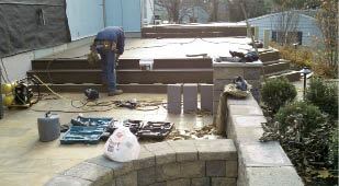 Figure 7. Some parts of the job, such as building stairs, require close coordination between the deck builder and the hardscape contractor.