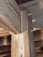 Figure 8. Notching 6x6 columns to receive a doubled 2-by beam provides a spot to positively anchor the beam to the column using bolts.