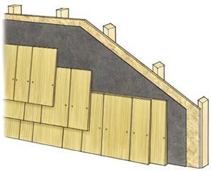 Figure 6. Shingle siding is lapped in a way that means it's penetrated by two, and sometimes three, rows of nails. Because the individual pieces are much smaller than most other sidings, though, replacement of damaged shingles is simplified.