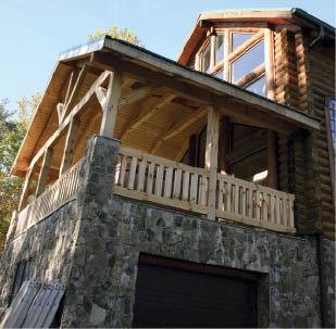 Figure 6. Stone bases not only tie wood columns to the ground, they elevate the wood so there's less chance of it rotting.
