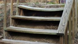 Figure 7. The Prescriptive Residential Deck Construction Guide allows 3-foot spans between stringers; the IRC bases these spans on the strength of the tread material.