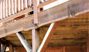 Figure 7. Feather board retains the profile of the saw log's edge for a rustic fascia.