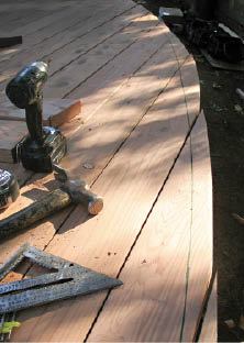 Figure 15. The decking was laid out to overhang the fascia by 1 1/2 inches.