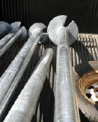 Figure 1. Helical piles are screw-shaped plates welded to a steel shaft. Various sizes are available for different soils and applications.