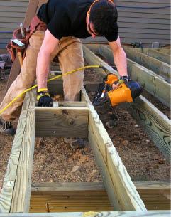 Figure 3. The post housings can be nailed or screwed into place. Locate fasteners where they won't be in the way later on when you drill for bolts.